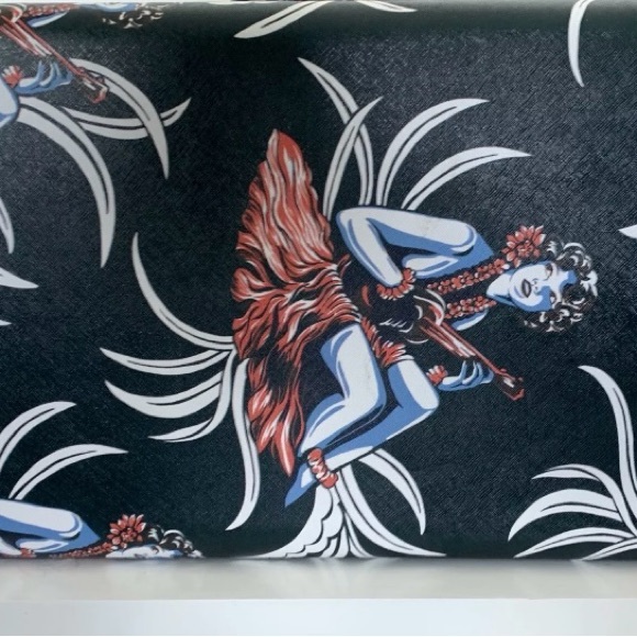 PRADA HULA GIRL Hawaiian Print Saffiano Leather Beauty Make Up Case Bag Limited - Picture 4 of 10